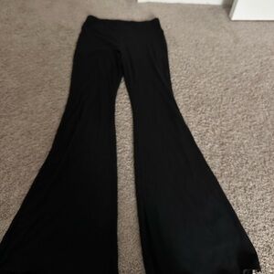 black flared leggings